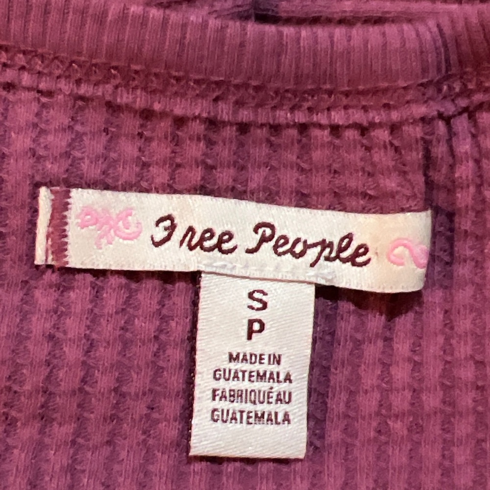NWT $78 Free People Small & Medium Santa Clara Thermal Top Mulberry Off Shoulder - Picture 10 of 10